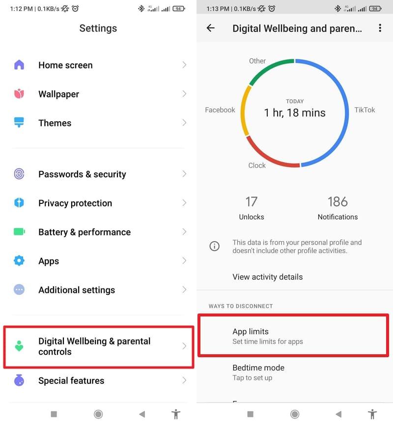 press app limit on android