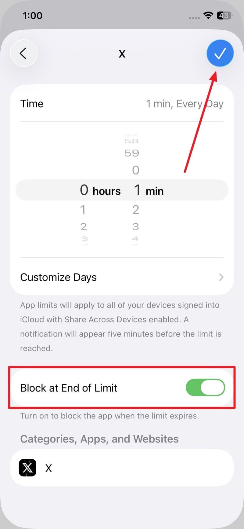 enable block at end of limit