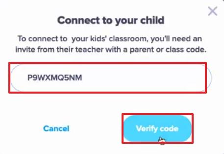 enter the code and verify