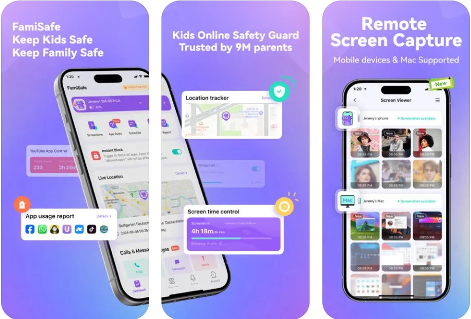 FamiSafe supports app blocking feature on iPhone.
