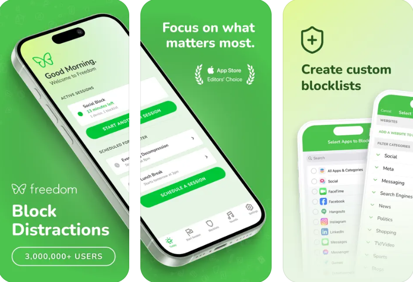Freedom acts as a focus and app blocker on iPhone.