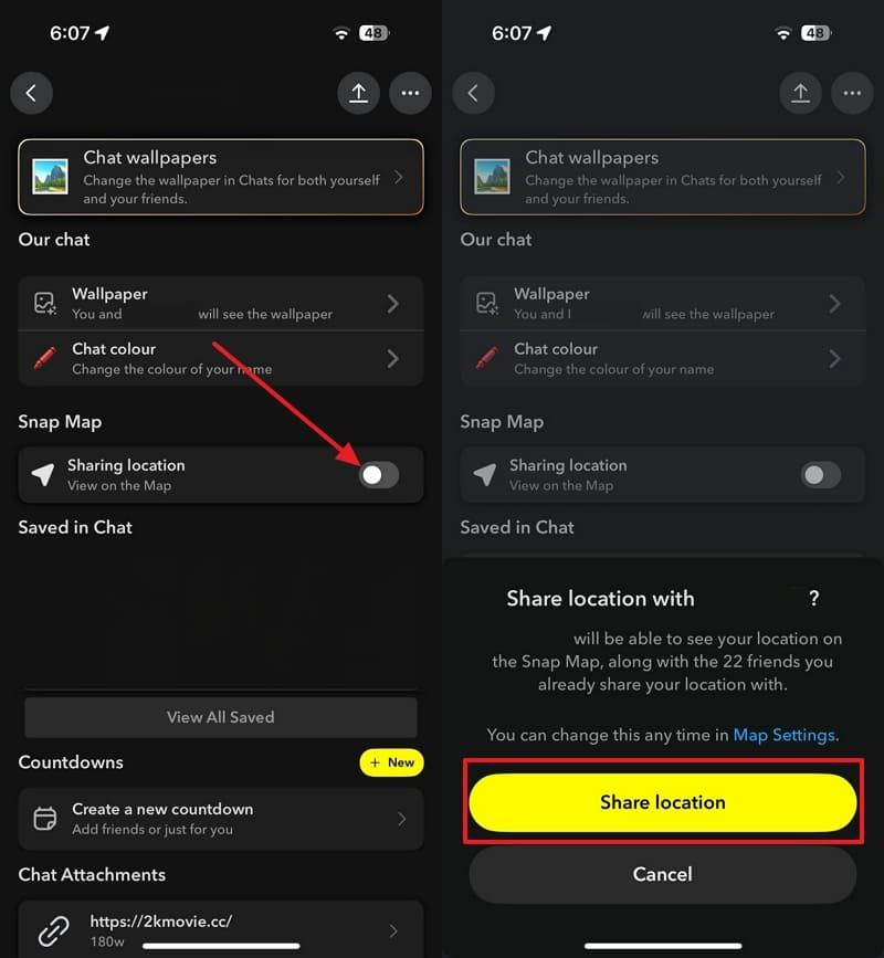enable sharing location