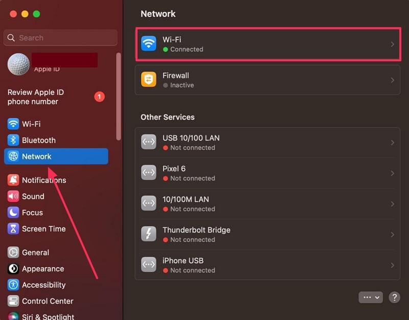 wifi option on mac settings