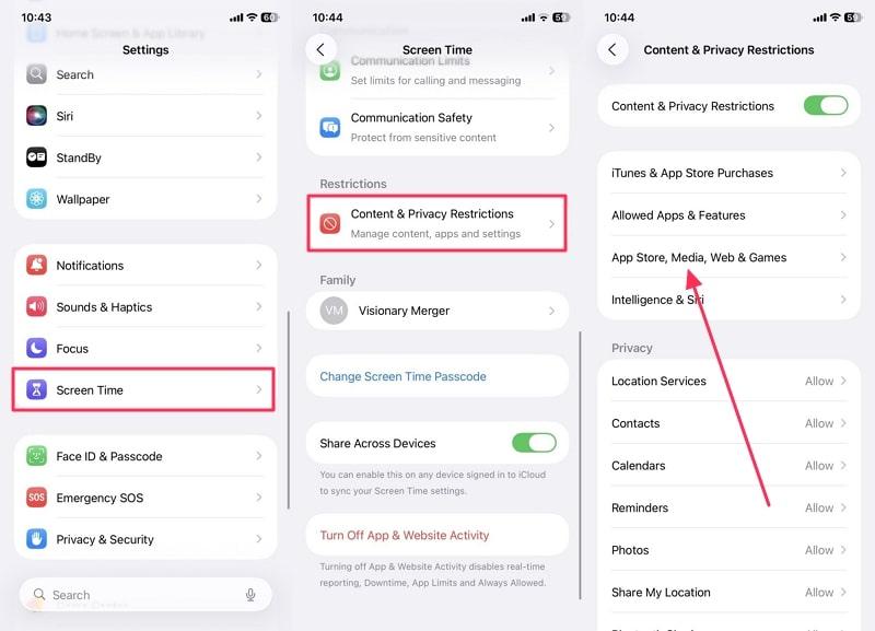 access content privacy restrictions on iphone