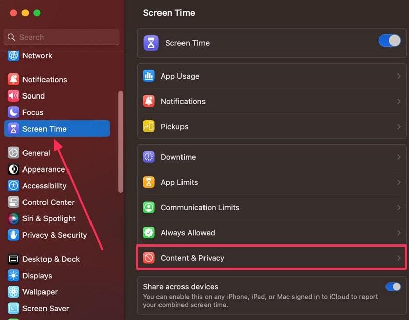 open screen time on mac