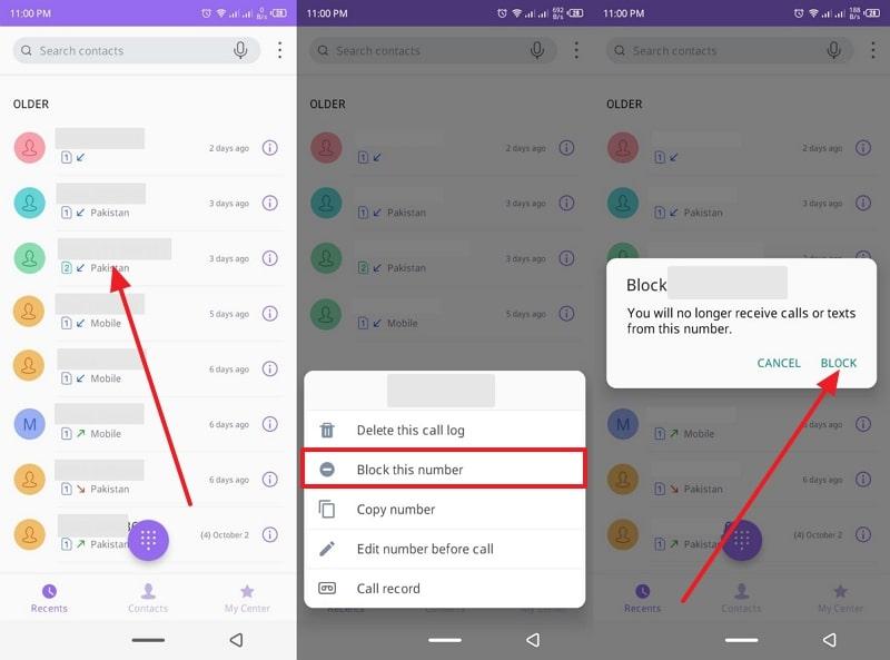 directly block unnecessary numbers