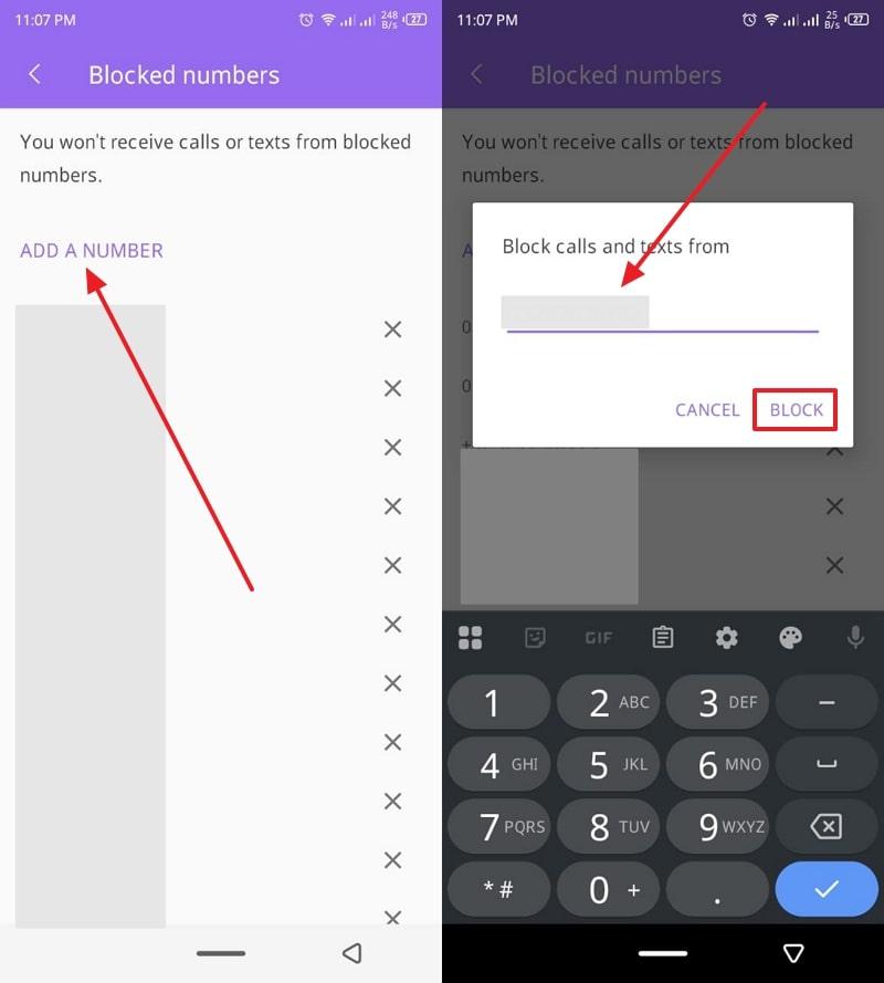 add number and block