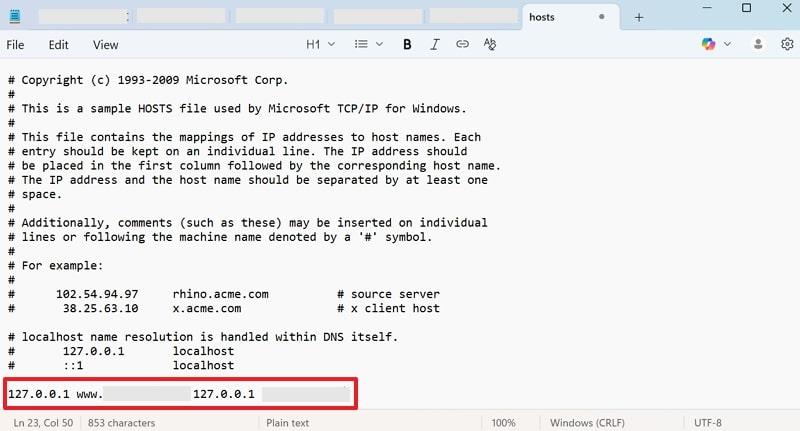 reveal host file on notepad