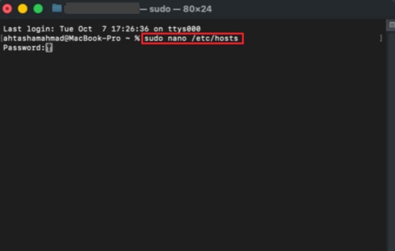access terminal and locate host file