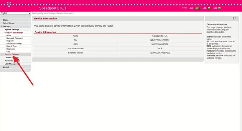access the security settings