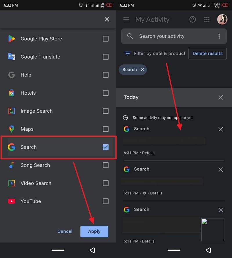 go through browsing history