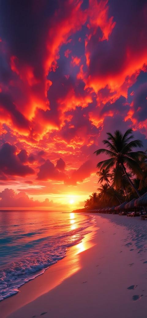 ocean red sunset
