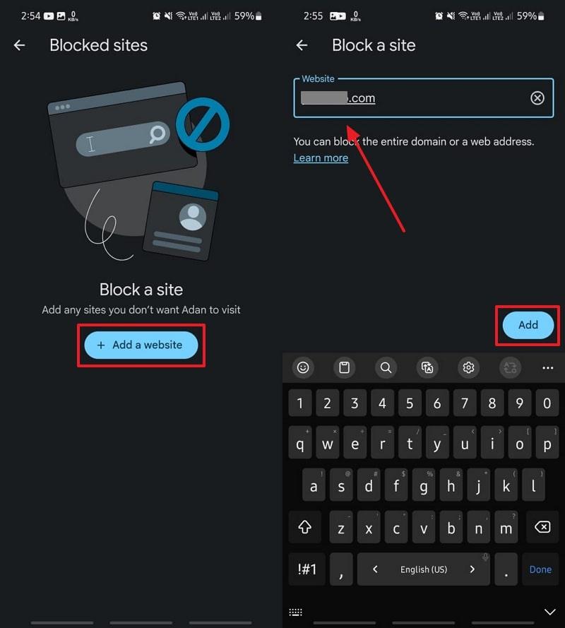 add website link to block