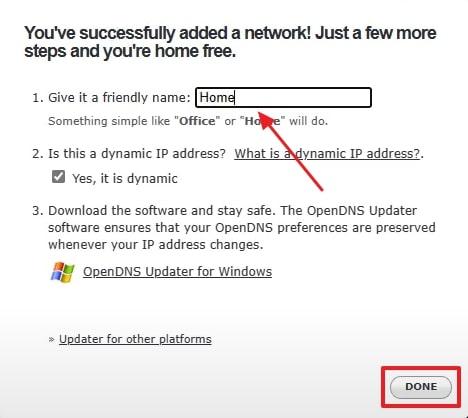 add your device name to opendns