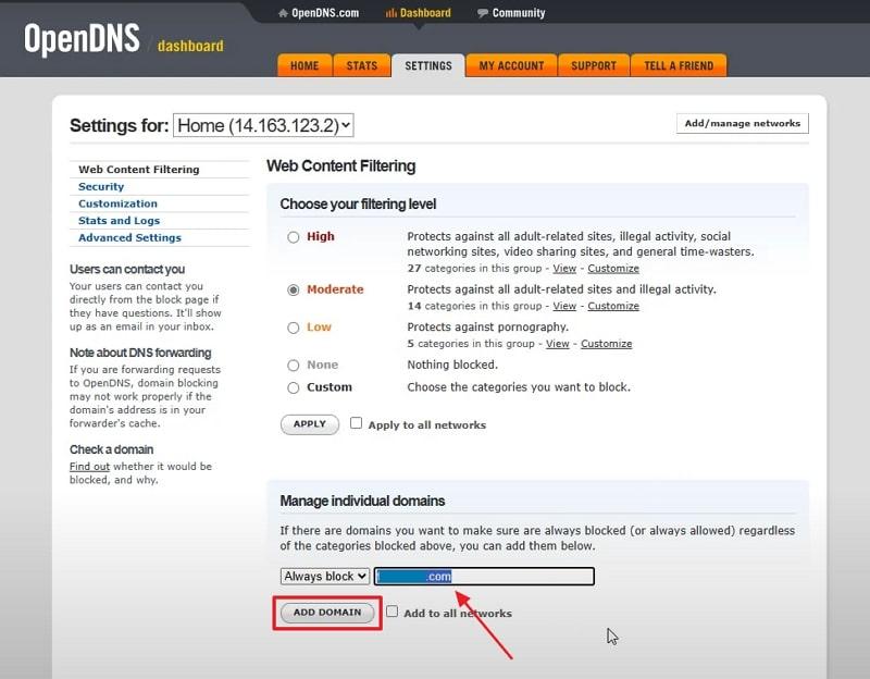 block adult content on dns