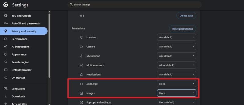 block adult site on chrome settings