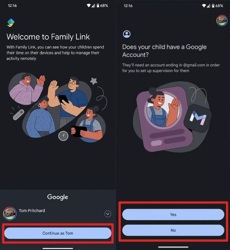 login to google family link