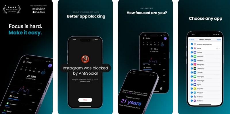 antiscoial app that block social media