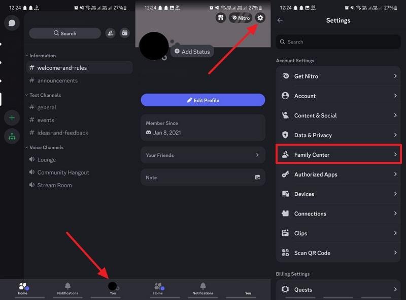 get discord family center settings