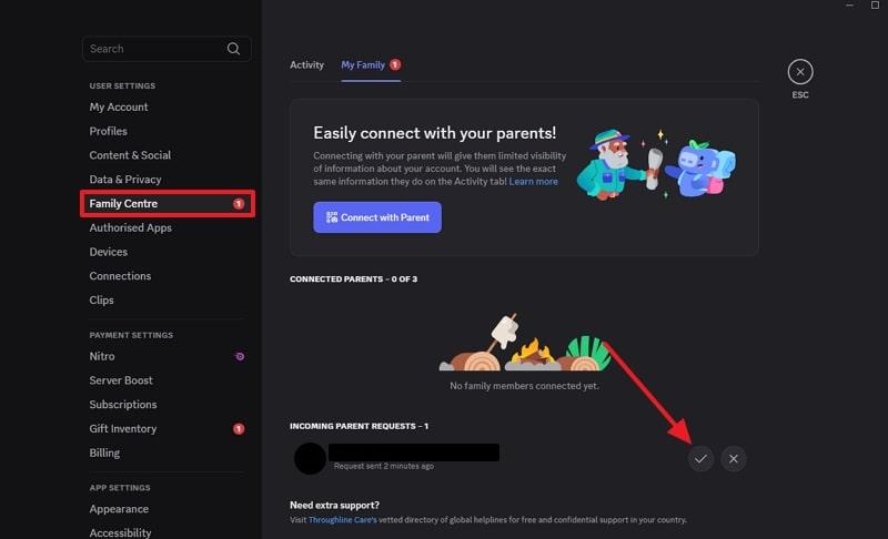 allow incoming parent request