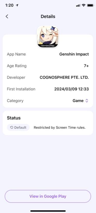 check ratings of targeted app