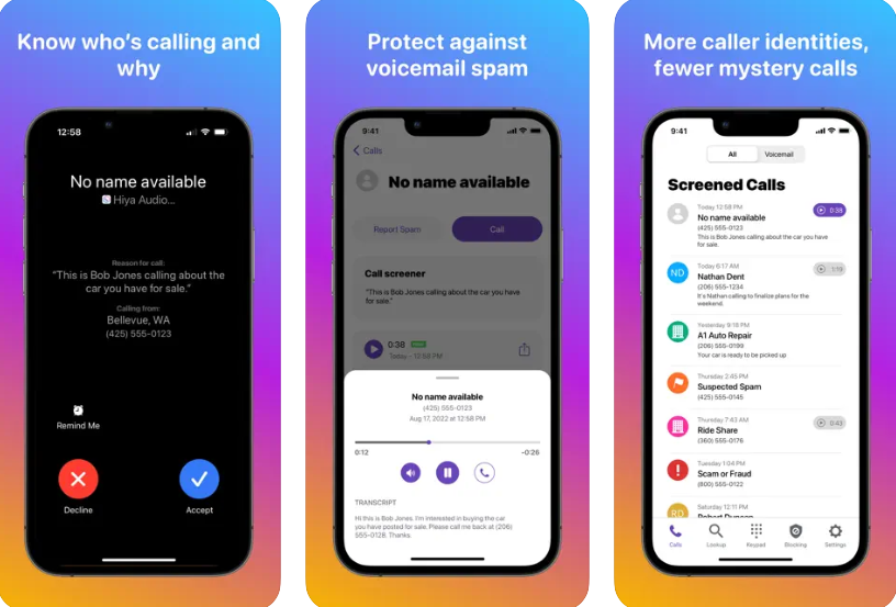 Hiya spam call blocker app