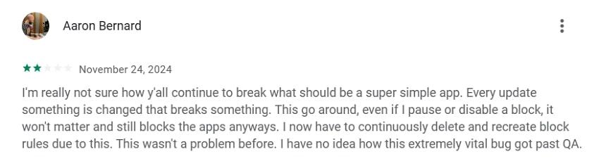 negative review appblock app