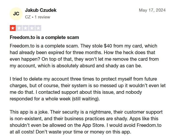 bad remarks about freedom app