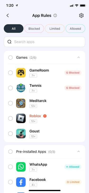 Choose Facebook to block