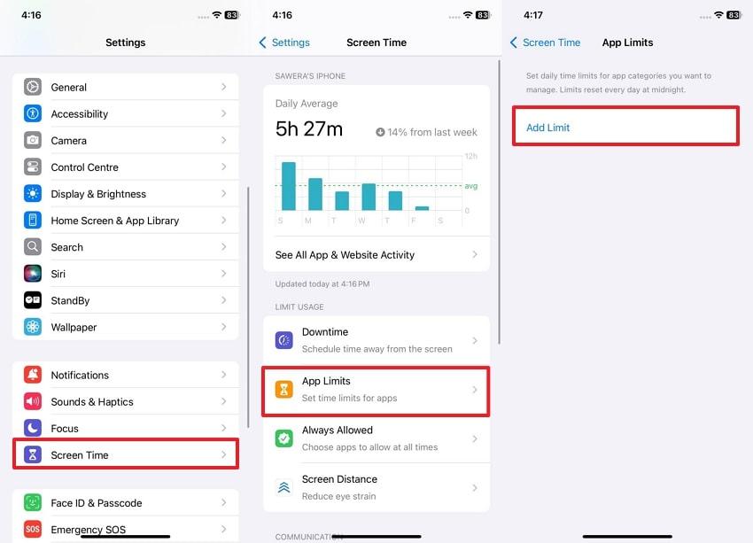 screen time app limits iPhone