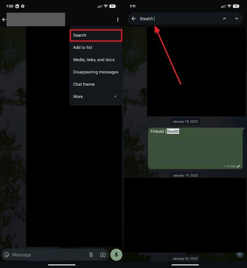 search messages in android