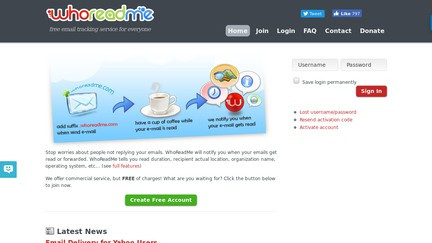 software gratuito para el rastreo de correos electrónicos - WhoReadMe.com