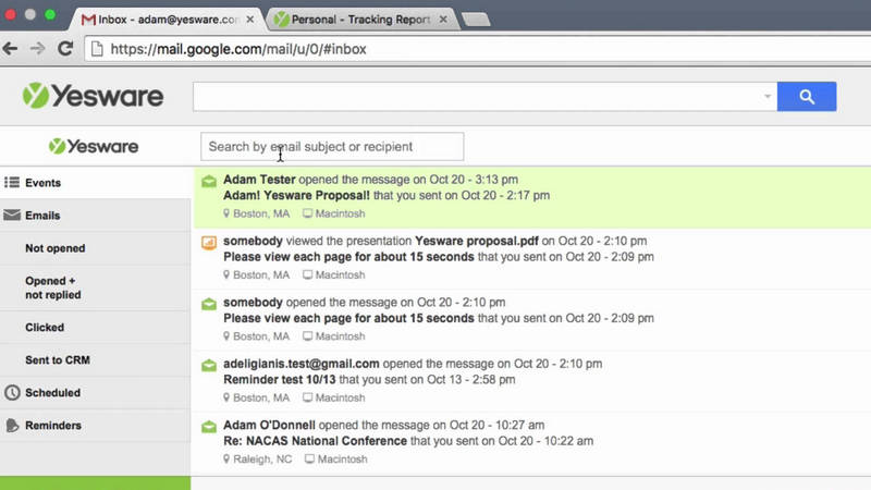 software de rastreamento de email gratuito- YesWare