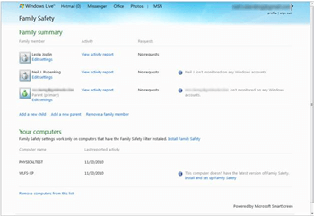 monitoring software for parents - Window Live Family Safety