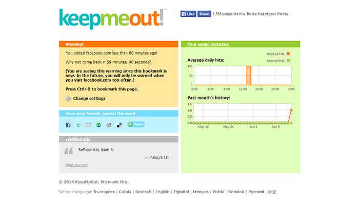 bloqueie sites temporariamente