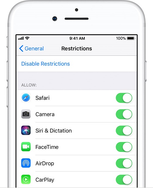 Usar os controles parentais no iPhone, iPad e iPod touch de seu