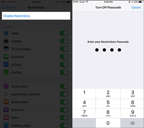 Usar os controles parentais no iPhone, iPad e iPod touch de seu