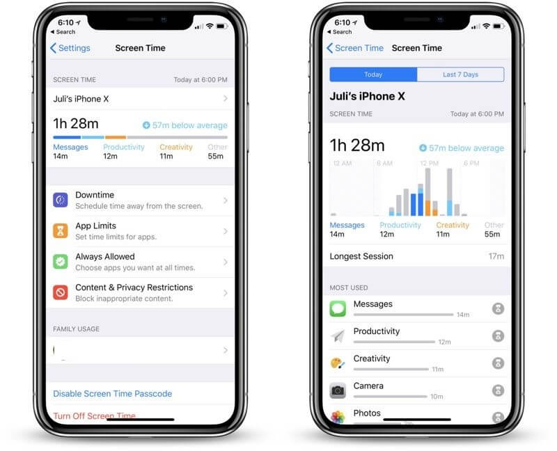 ios 12 contrôle parental