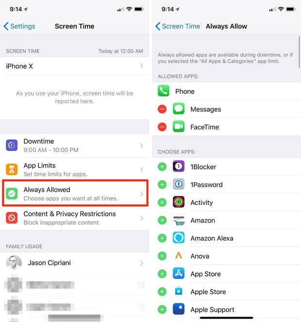 controles parentales en iPhone