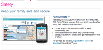 Aplicación T-Mobile FamilyWhere & Aplicación de Localización Familiar