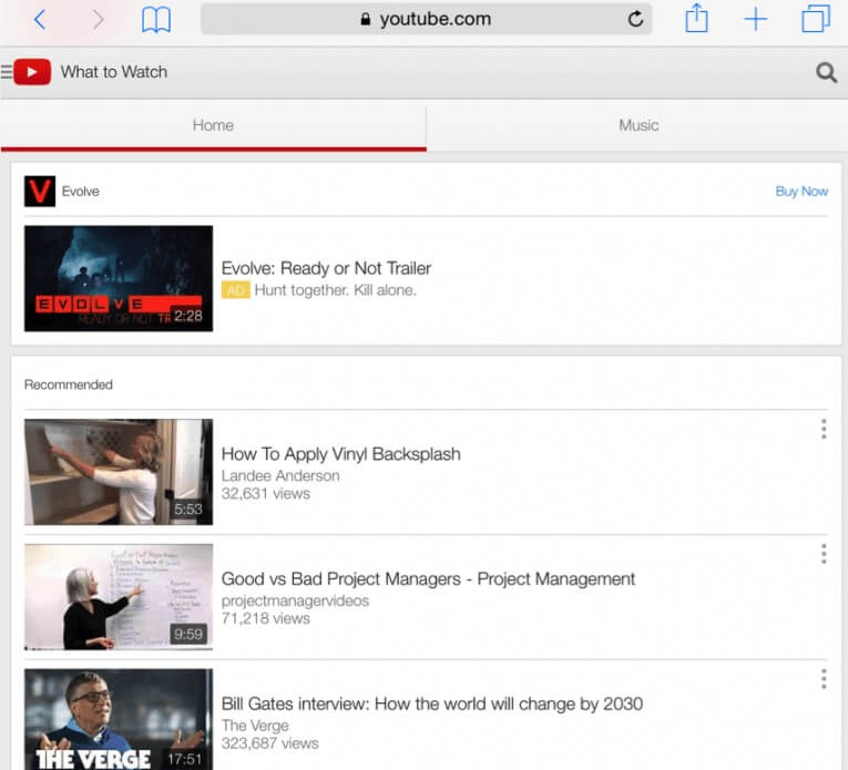 put YouTube parental controls on Safari iPad