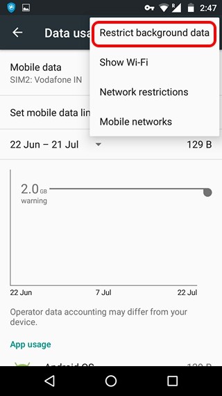 Restringir datos de fondo