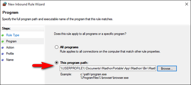 ruta de programa