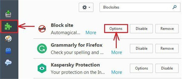 block porn  on Firefox