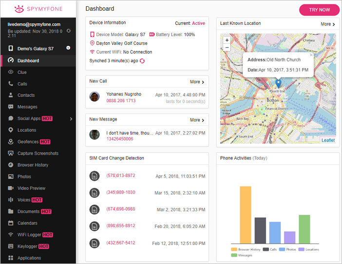 Systemzustands-SMS-Tracker - SpyMyFone