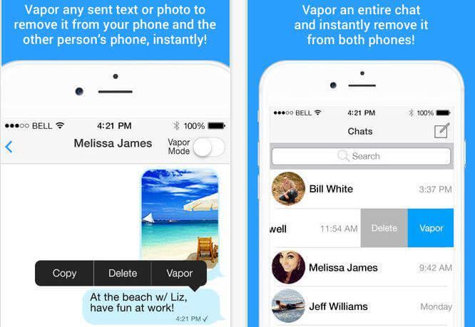 aplicaciones anónimas de mensajes de texto sexuales para Android VaporChat