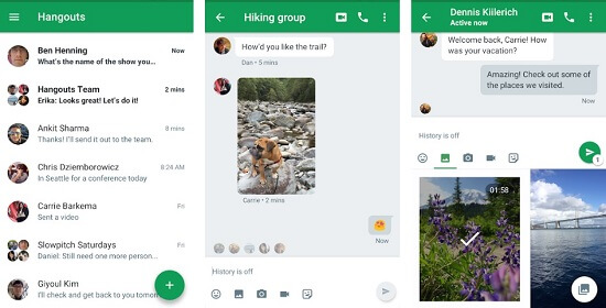 Aplicativo de mensagens para crianças: Hangouts