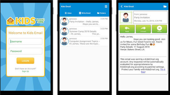 Kindersichere Messaging-App: Kids Email