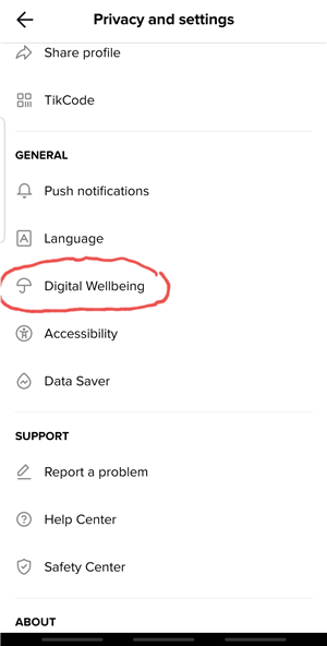 step: select Select Digital Wellbeing