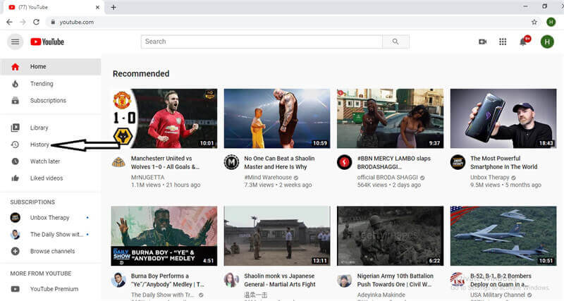 como revisar el historial de youtube